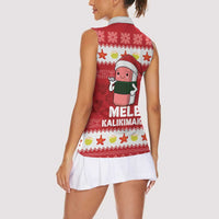 Hawaii Funny Christmas Women Sleeveless Polo Shirt Spam Musubi Santa LT05 - Polynesian Pride