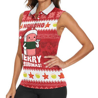 Hawaii Funny Christmas Women Sleeveless Polo Shirt Spam Musubi Santa LT05 - Polynesian Pride