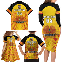 Papua New Guinea Rugby Custom Family Matching Long Sleeve Bodycon Dress and Hawaiian Shirt Kumul Pride Go Champions