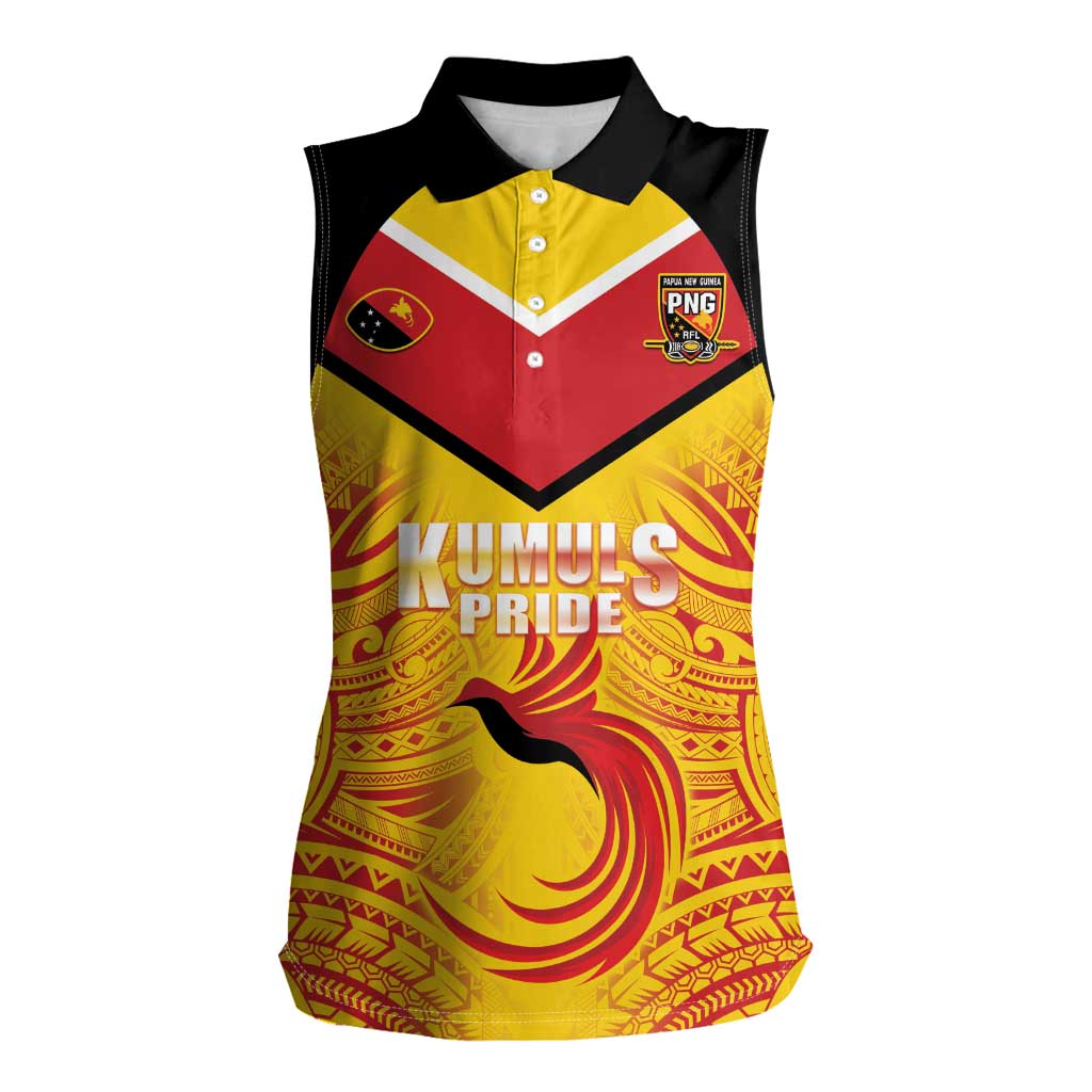 Papua New Guinea Rugby Custom Women Sleeveless Polo Shirt Kumul Pride Go Champions