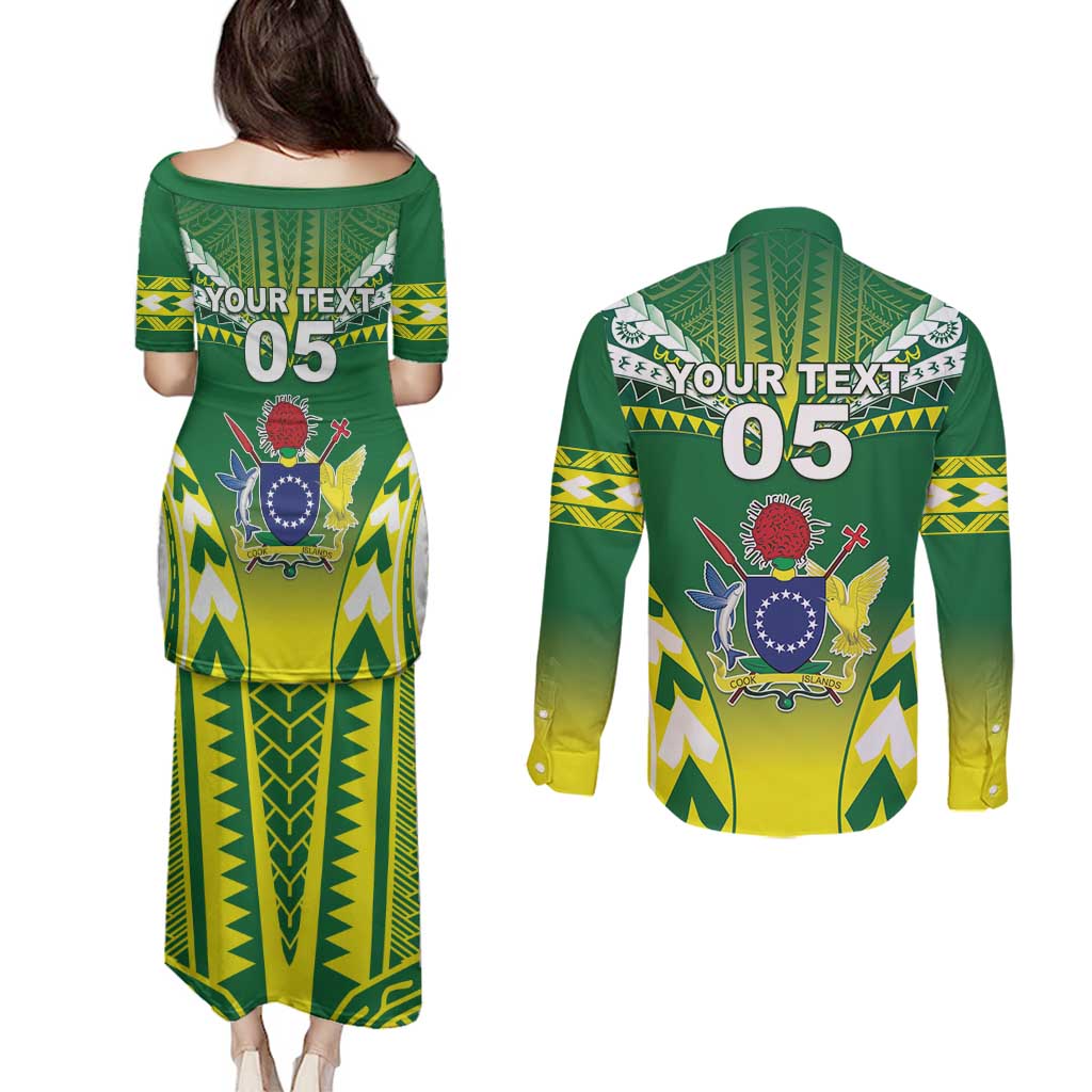 Cook Islands Rugby Custom Couples Matching Puletasi and Long Sleeve Button Shirt The Kukis Go Champions