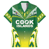 Cook Islands Rugby Custom Family Matching Long Sleeve Bodycon Dress and Hawaiian Shirt The Kukis Go Champions LT05 Dad's Shirt - Short Sleeve Green - Polynesian Pride