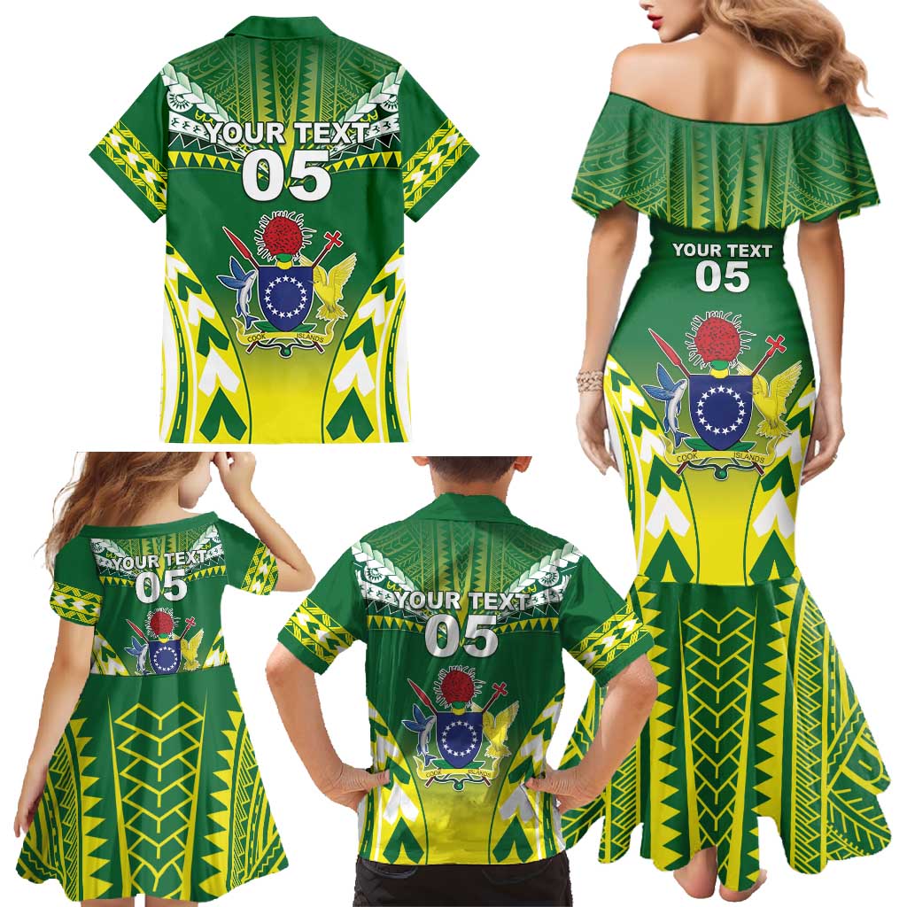 Cook Islands Rugby Custom Family Matching Mermaid Dress and Hawaiian Shirt The Kukis Go Champions LT05 - Polynesian Pride