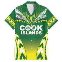 Cook Islands Rugby Custom Family Matching Off The Shoulder Long Sleeve Dress and Hawaiian Shirt The Kukis Go Champions LT05 Dad's Shirt - Short Sleeve Green - Polynesian Pride