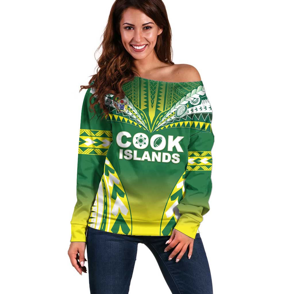 Cook Islands Rugby Custom Off Shoulder Sweater The Kukis Go Champions