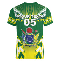 Cook Islands Rugby Custom Women V-Neck T-Shirt The Kukis Go Champions LT05 - Polynesian Pride