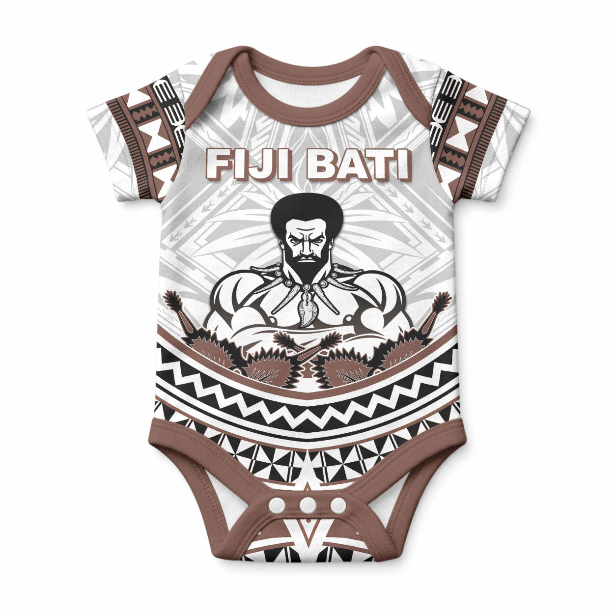 Fiji Rugby Custom Baby Onesie Fijian Bati Go Champions LT05 White - Polynesian Pride
