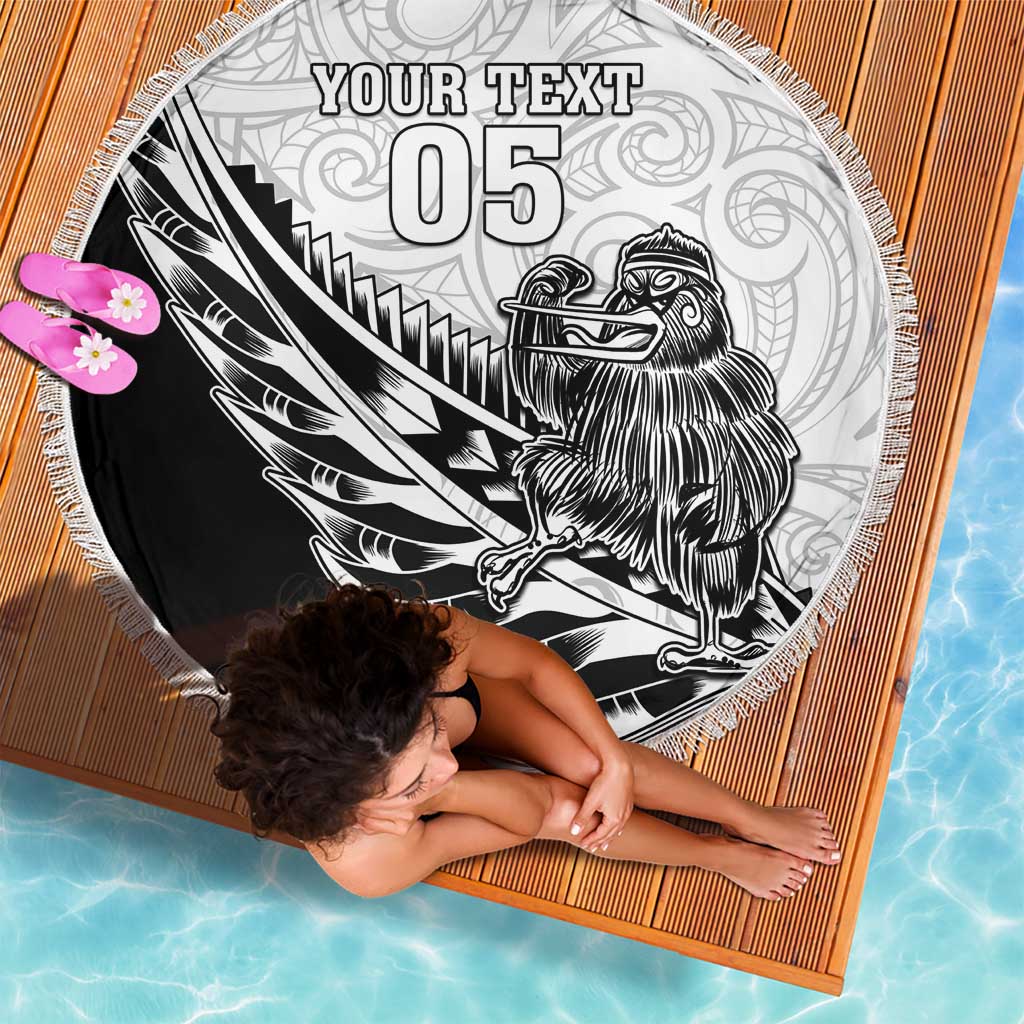 New Zealand Kiwi Rugby Custom Beach Blanket Go Champions Maori Pattern