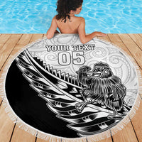 New Zealand Kiwi Rugby Custom Beach Blanket Go Champions Maori Pattern