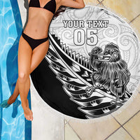 New Zealand Kiwi Rugby Custom Beach Blanket Go Champions Maori Pattern