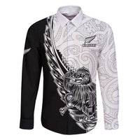 New Zealand Kiwi Rugby Custom Family Matching Long Sleeve Bodycon Dress and Hawaiian Shirt Go Champions Maori Pattern LT05 Dad's Shirt - Long Sleeve White - Polynesian Pride