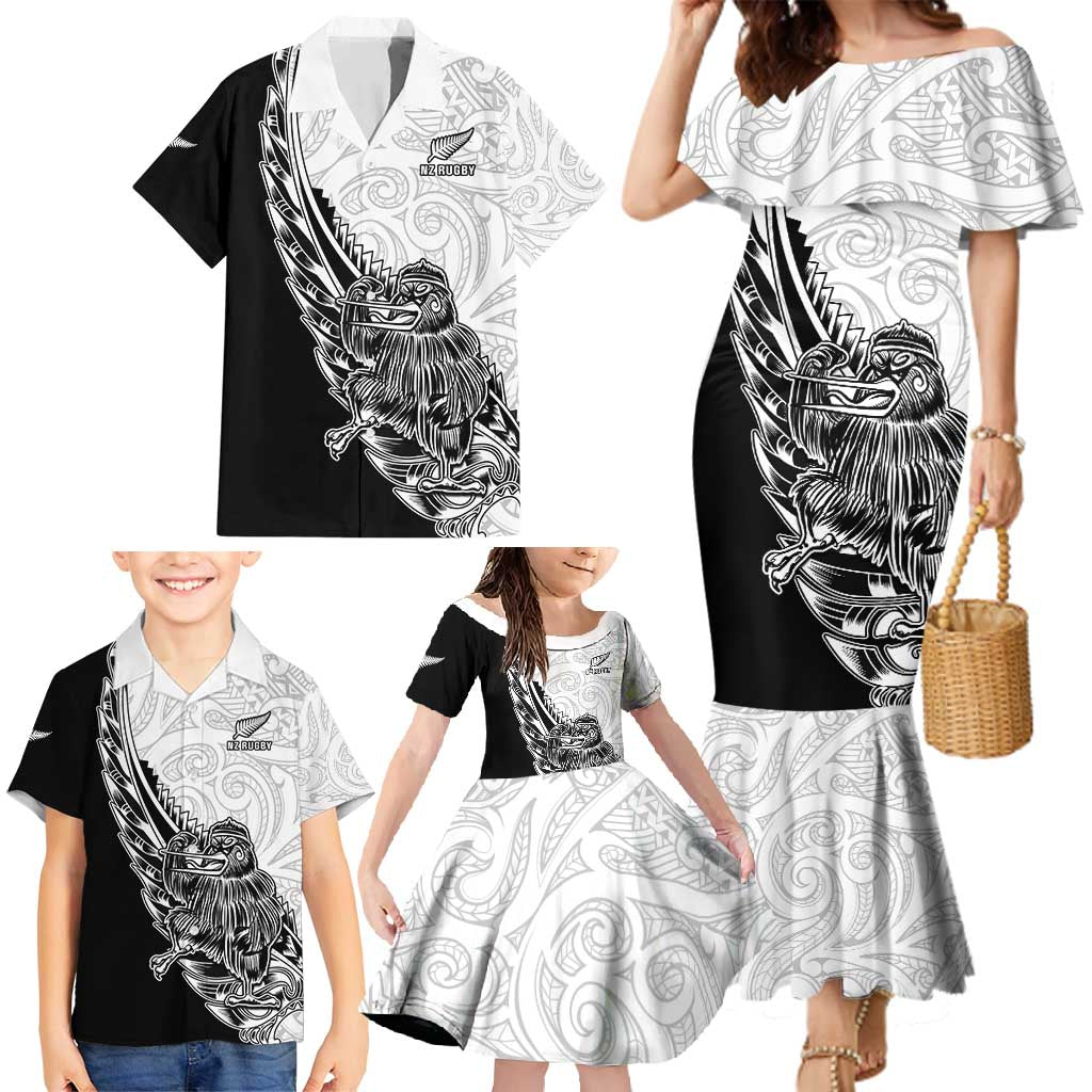 New Zealand Kiwi Rugby Custom Family Matching Mermaid Dress and Hawaiian Shirt Go Champions Maori Pattern LT05 - Polynesian Pride