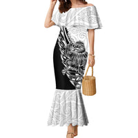 New Zealand Kiwi Rugby Custom Family Matching Mermaid Dress and Hawaiian Shirt Go Champions Maori Pattern LT05 Mom's Dress White - Polynesian Pride