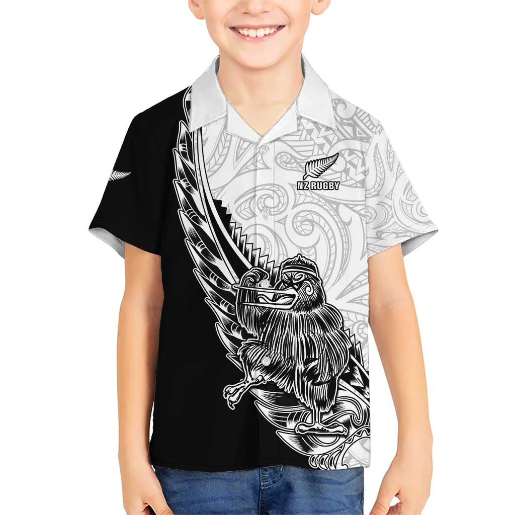 New Zealand Kiwi Rugby Custom Family Matching Short Sleeve Bodycon Dress and Hawaiian Shirt Go Champions Maori Pattern LT05 Son's Shirt White - Polynesian Pride