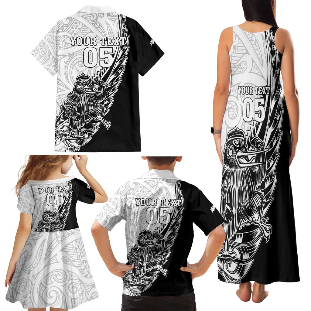 New Zealand Kiwi Rugby Custom Family Matching Tank Maxi Dress and Hawaiian Shirt Go Champions Maori Pattern