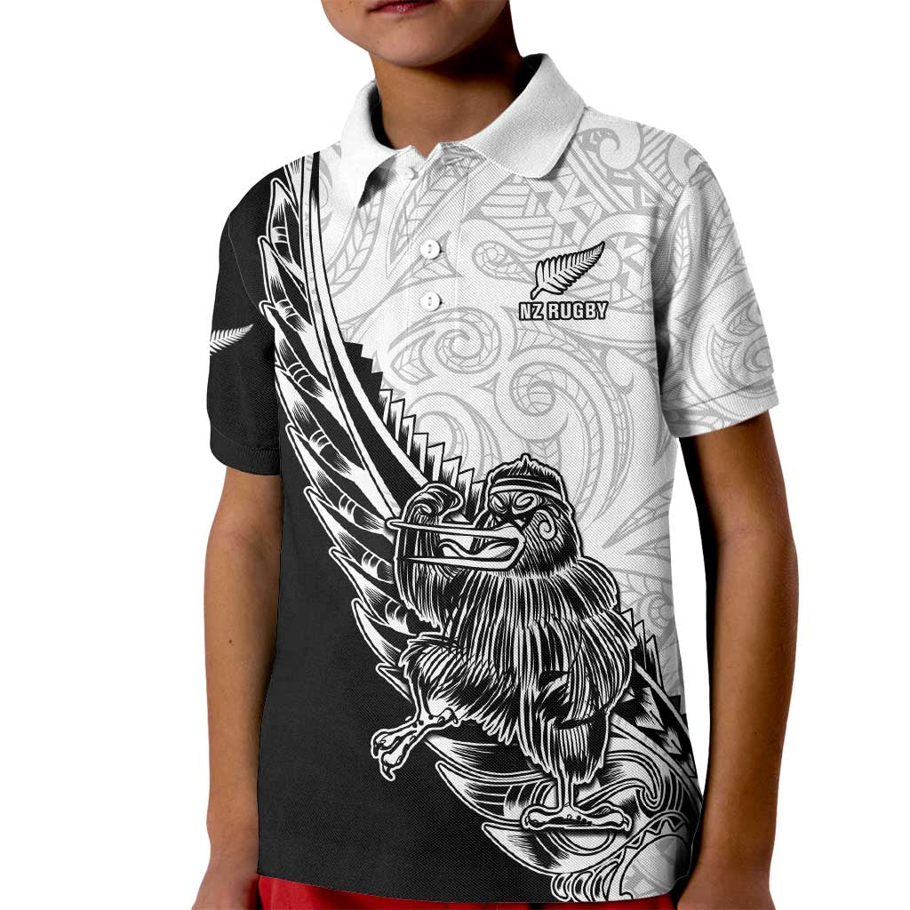 New Zealand Kiwi Rugby Custom Kid Polo Shirt Go Champions Maori Pattern