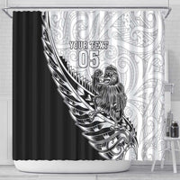 New Zealand Kiwi Rugby Custom Shower Curtain Go Champions Maori Pattern