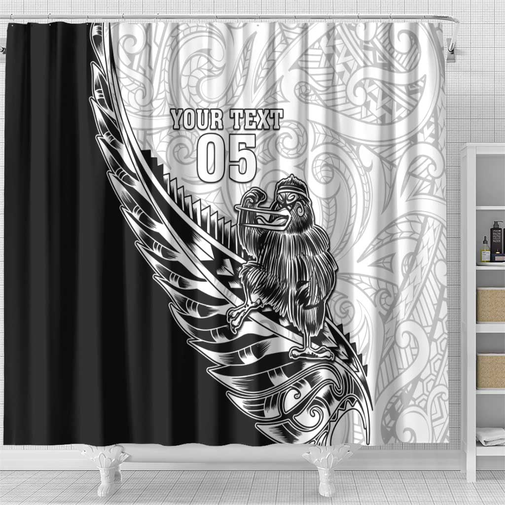 New Zealand Kiwi Rugby Custom Shower Curtain Go Champions Maori Pattern