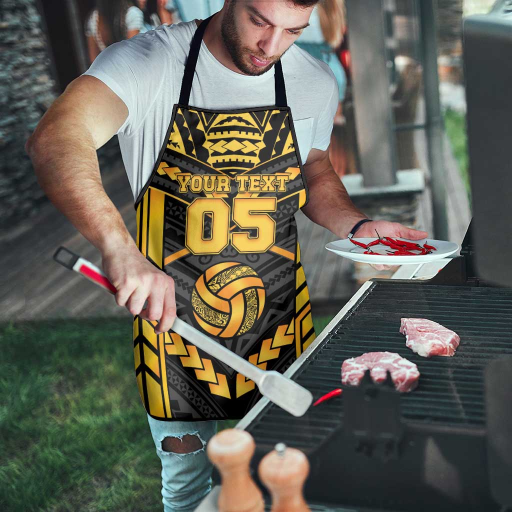 Custom Polynesia Beach Volleyball Apron Gold Polynesian Tribal Pattern - Polynesian Pride