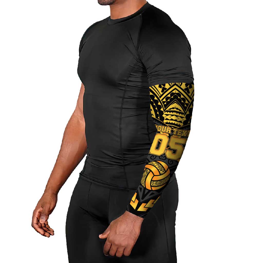 Custom Polynesia Beach Volleyball Arm Sleeves Gold Polynesian Tribal Pattern - Polynesian Pride