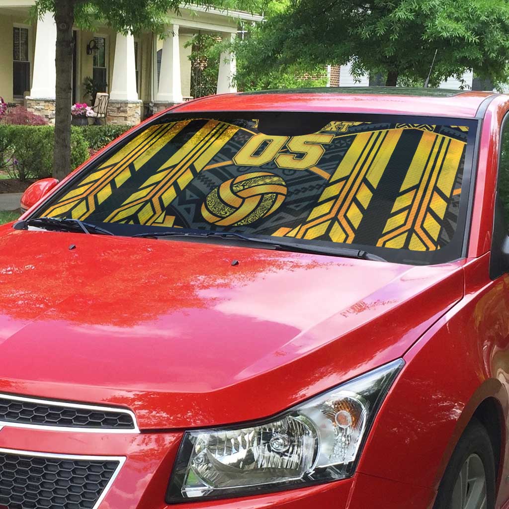 Custom Polynesia Beach Volleyball Auto Sun Shade Gold Polynesian Tribal Pattern - Polynesian Pride