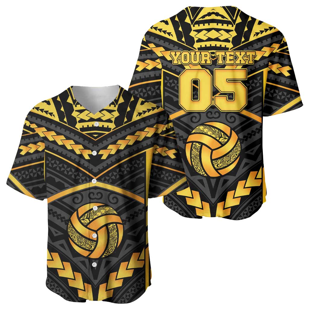 Custom Polynesia Beach Volleyball Baseball Jersey Gold Polynesian Tribal Pattern - Polynesian Pride
