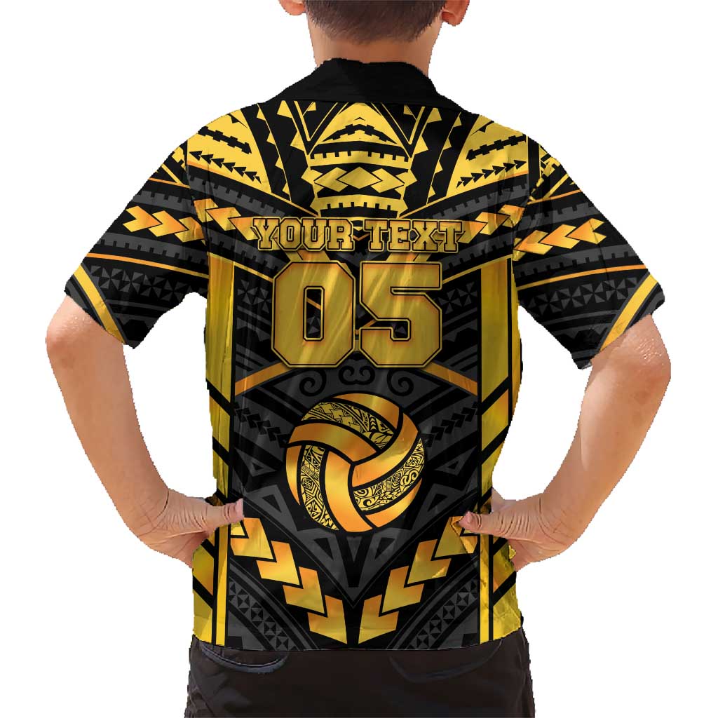 Custom Polynesia Beach Volleyball Family Matching Tank Maxi Dress and Hawaiian Shirt Gold Polynesian Tribal Pattern LT05 - Polynesian Pride