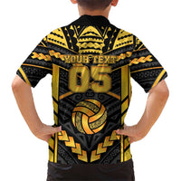 Custom Polynesia Beach Volleyball Family Matching Tank Maxi Dress and Hawaiian Shirt Gold Polynesian Tribal Pattern LT05 - Polynesian Pride