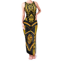 Custom Polynesia Beach Volleyball Family Matching Tank Maxi Dress and Hawaiian Shirt Gold Polynesian Tribal Pattern LT05 Mom's Dress Gold - Polynesian Pride
