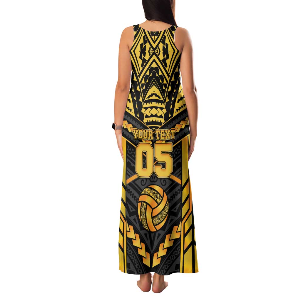 Custom Polynesia Beach Volleyball Family Matching Tank Maxi Dress and Hawaiian Shirt Gold Polynesian Tribal Pattern LT05 - Polynesian Pride