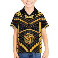 Custom Polynesia Beach Volleyball Hawaiian Shirt Gold Polynesian Tribal Pattern - Polynesian Pride