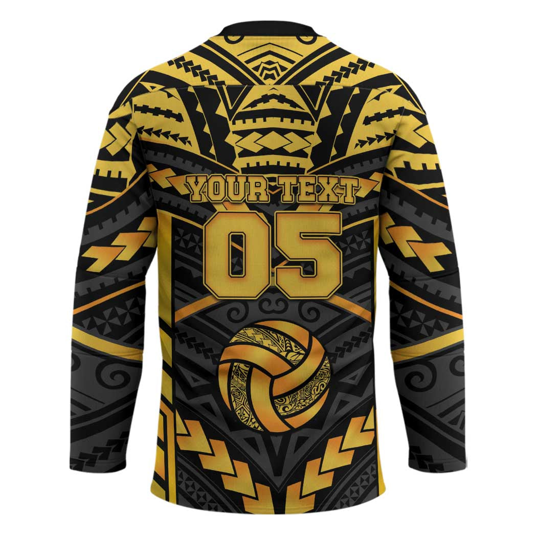 Custom Polynesia Beach Volleyball Hockey Jersey Gold Polynesian Tribal Pattern - Polynesian Pride