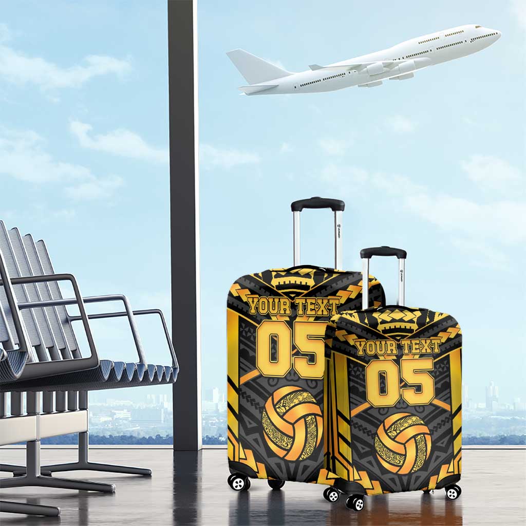 Custom Polynesia Beach Volleyball Luggage Cover Gold Polynesian Tribal Pattern - Polynesian Pride