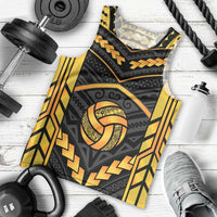 Custom Polynesia Beach Volleyball Men Tank Top Gold Polynesian Tribal Pattern - Polynesian Pride