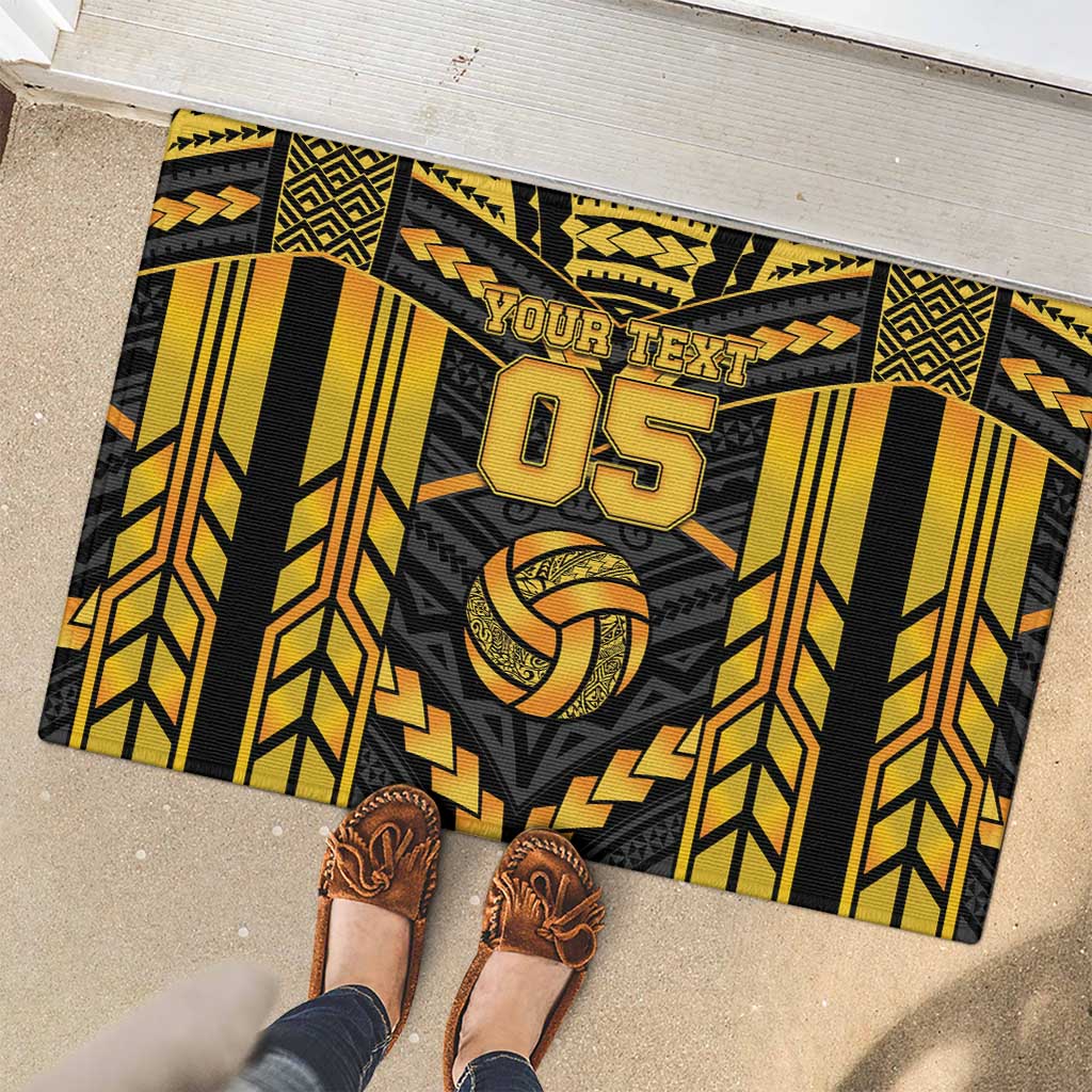 Custom Polynesia Beach Volleyball Rubber Doormat Gold Polynesian Tribal Pattern - Polynesian Pride