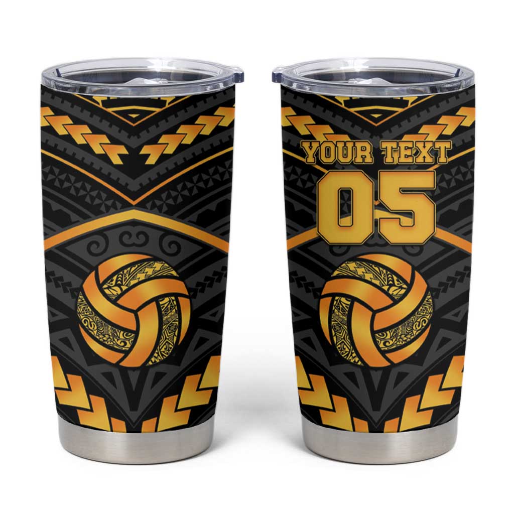 Custom Polynesia Beach Volleyball Tumbler Cup Gold Polynesian Tribal Pattern LT05 Gold - Polynesian Pride