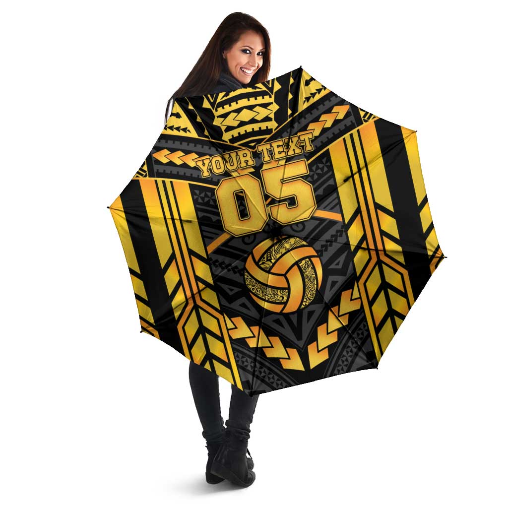 Custom Polynesia Beach Volleyball Umbrella Gold Polynesian Tribal Pattern - Polynesian Pride