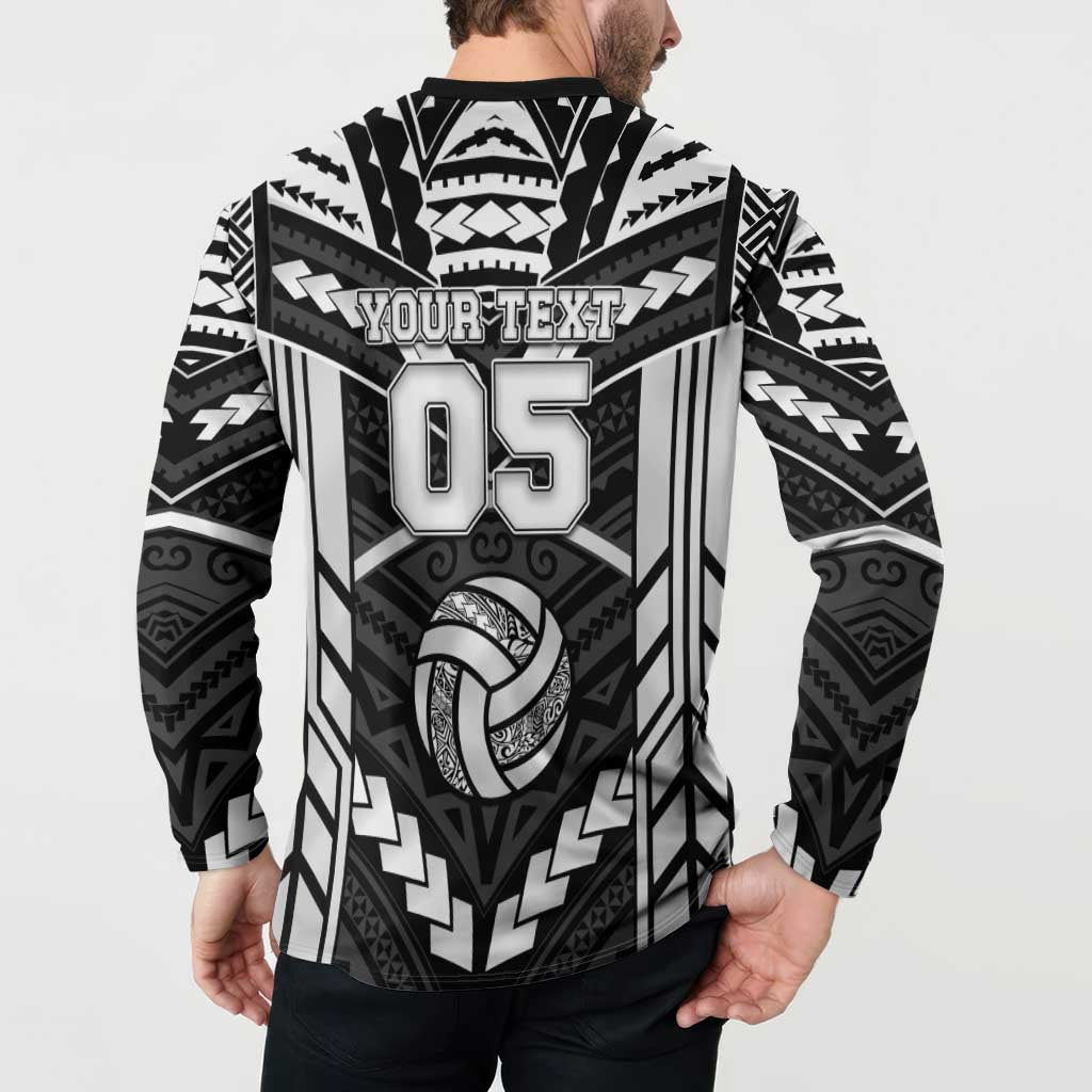 Custom Polynesia Beach Volleyball Button Sweatshirt Polynesian Tribal Pattern - Polynesian Pride