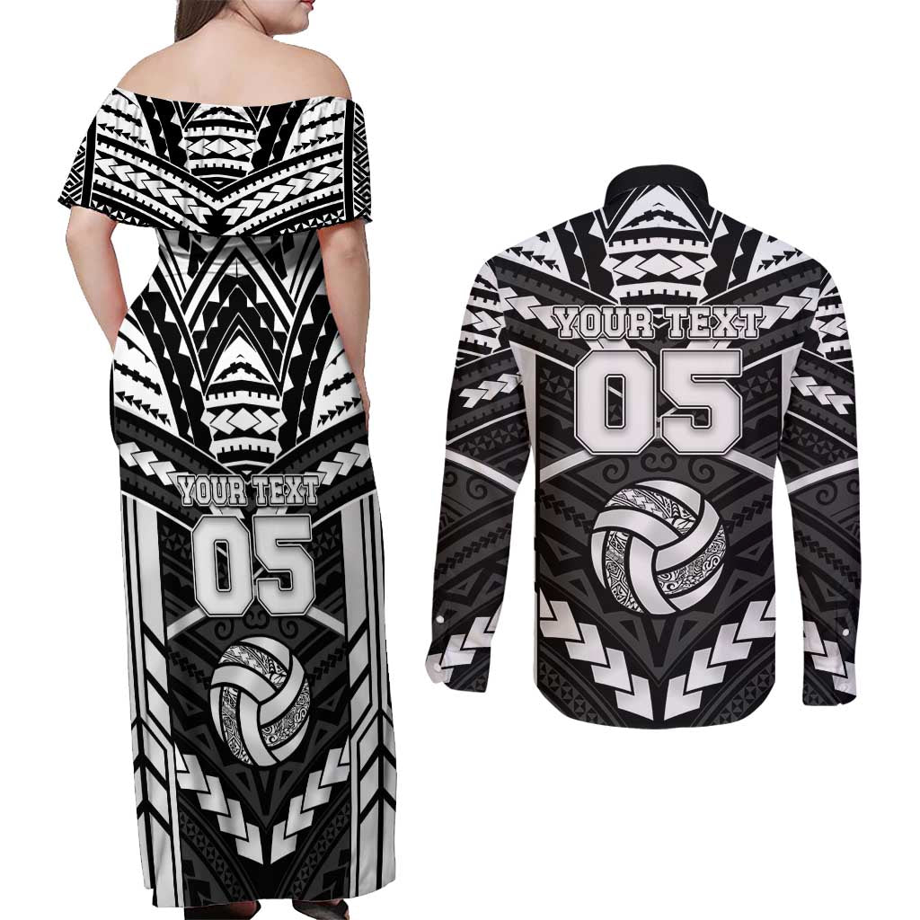 Custom Polynesia Beach Volleyball Couples Matching Off Shoulder Maxi Dress and Long Sleeve Button Shirt Polynesian Tribal Pattern - Polynesian Pride