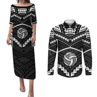 Custom Polynesia Beach Volleyball Couples Matching Puletasi and Long Sleeve Button Shirt Polynesian Tribal Pattern - Polynesian Pride
