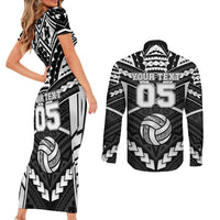 Custom Polynesia Beach Volleyball Couples Matching Short Sleeve Bodycon Dress and Long Sleeve Button Shirt Polynesian Tribal Pattern - Polynesian Pride
