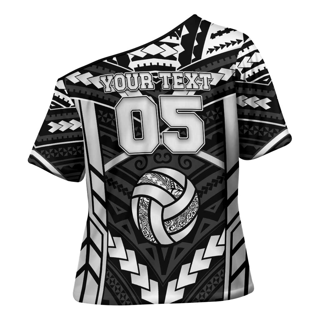 Custom Polynesia Beach Volleyball Cross Shoulder Shirt Polynesian Tribal Pattern - Polynesian Pride