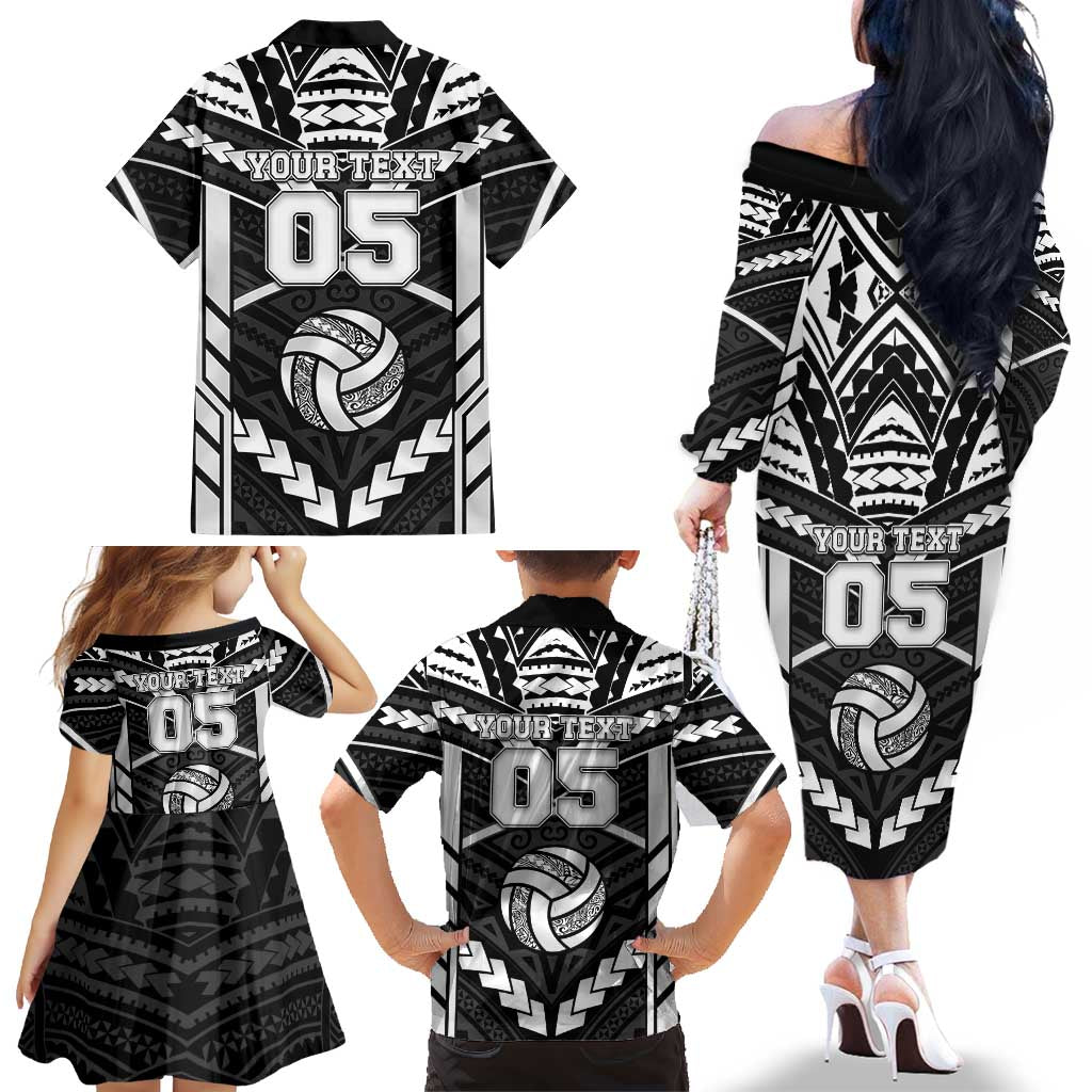 Custom Polynesia Beach Volleyball Family Matching Off The Shoulder Long Sleeve Dress and Hawaiian Shirt Polynesian Tribal Pattern - Polynesian Pride