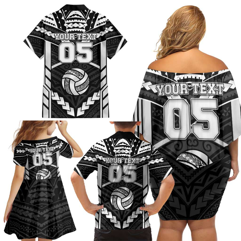 Custom Polynesia Beach Volleyball Family Matching Off Shoulder Short Dress and Hawaiian Shirt Polynesian Tribal Pattern - Polynesian Pride