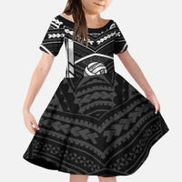 Custom Polynesia Beach Volleyball Kid Short Sleeve Dress Polynesian Tribal Pattern - Polynesian Pride