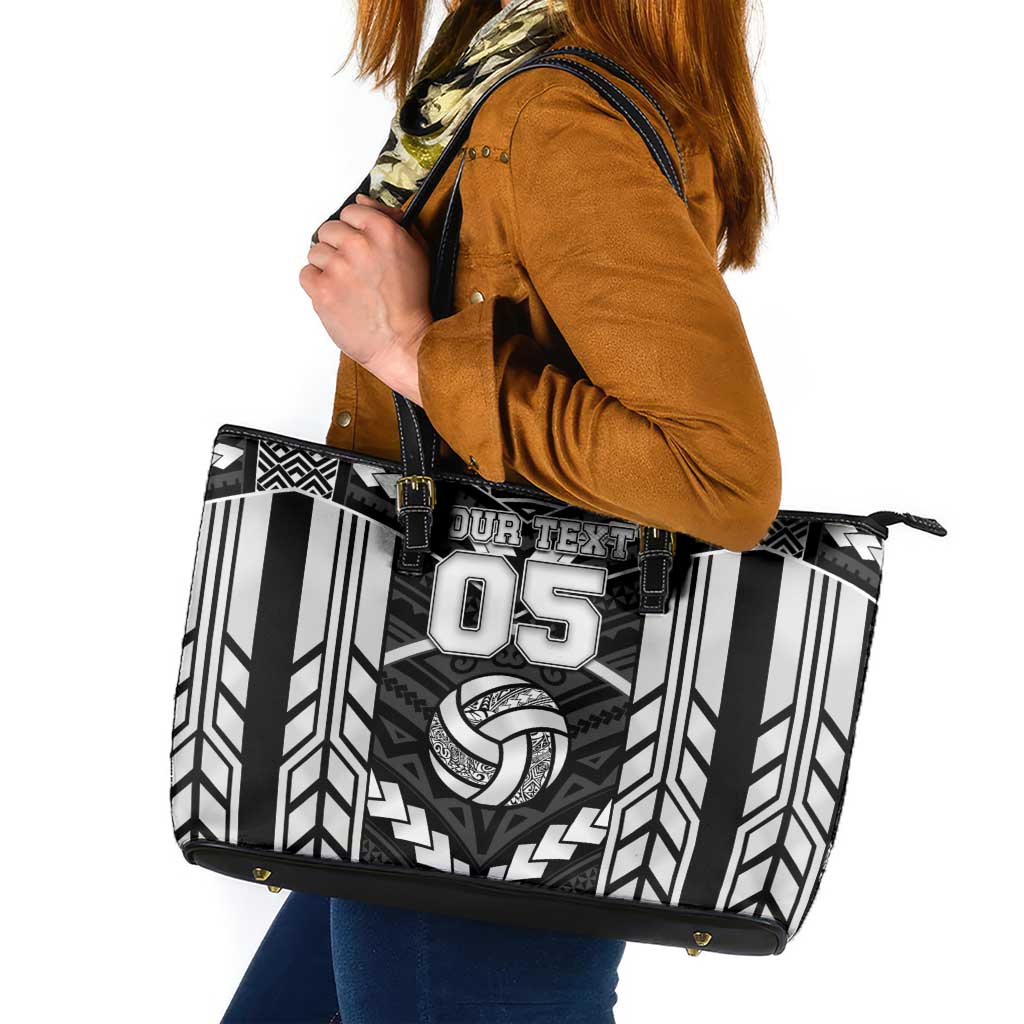 Custom Polynesia Beach Volleyball Leather Tote Bag Polynesian Tribal Pattern - Polynesian Pride