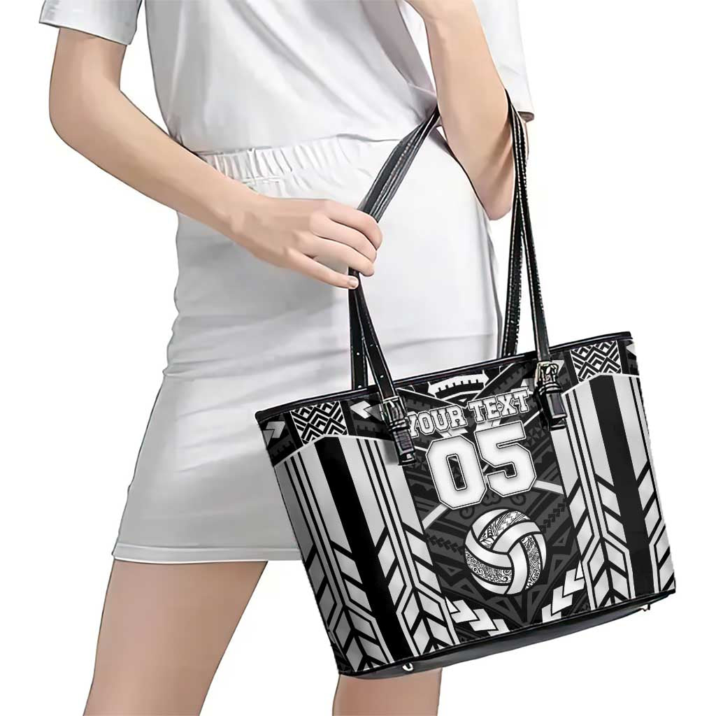 Custom Polynesia Beach Volleyball Leather Tote Bag Polynesian Tribal Pattern - Polynesian Pride