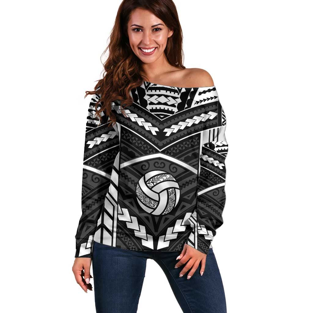 Custom Polynesia Beach Volleyball Off Shoulder Sweater Polynesian Tribal Pattern - Polynesian Pride