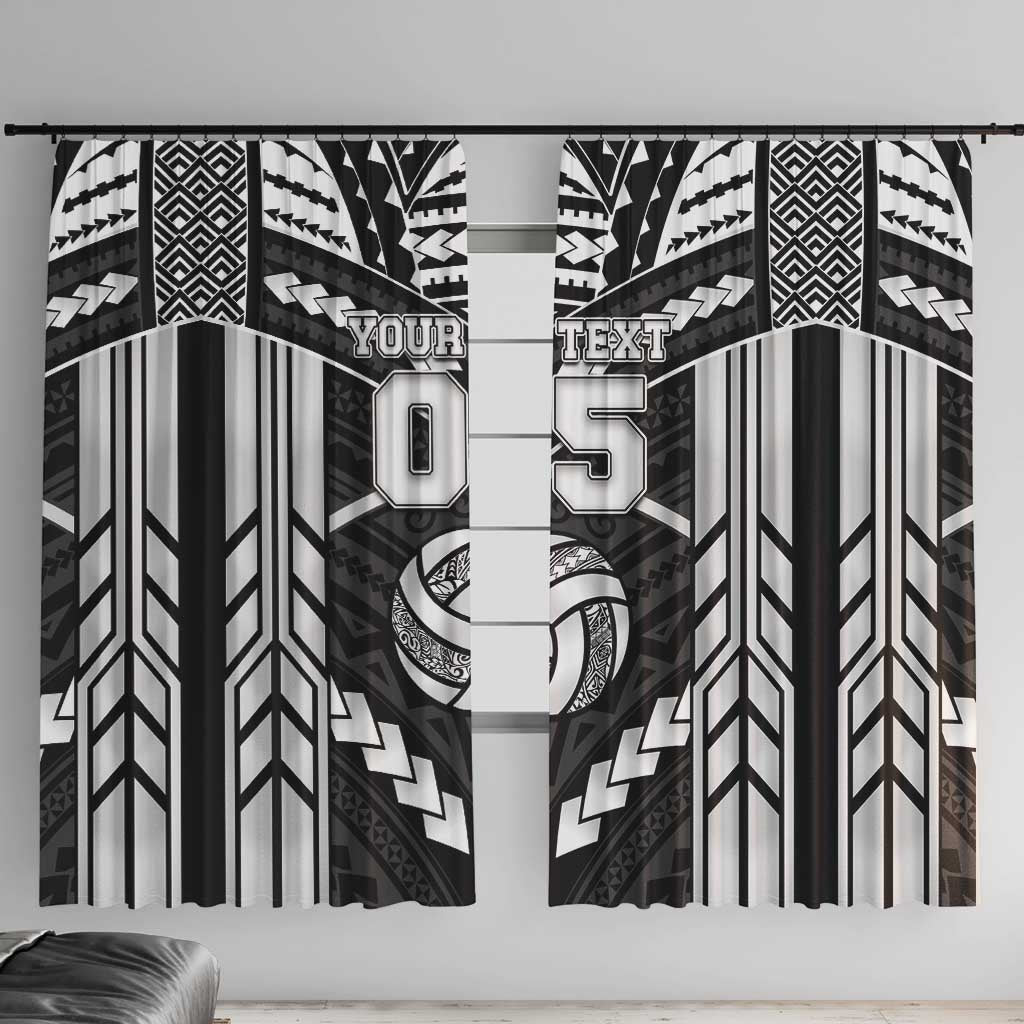 Custom Polynesia Beach Volleyball Window Curtain Polynesian Tribal Pattern LT05 With Hooks Black - Polynesian Pride