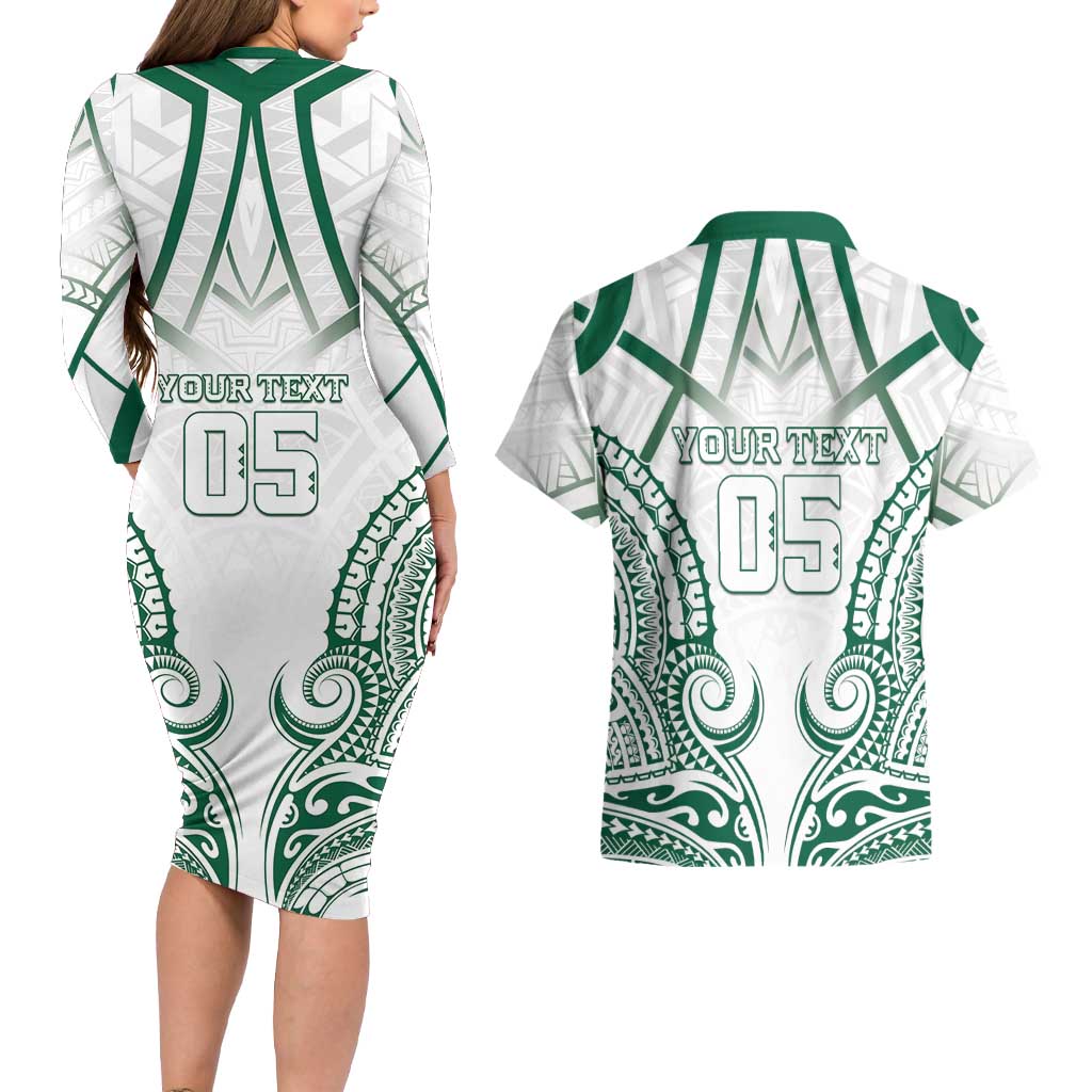 Custom Hawaii Volleyball Couples Matching Long Sleeve Bodycon Dress and Hawaiian Shirt Polynesian Pattern - Polynesian Pride